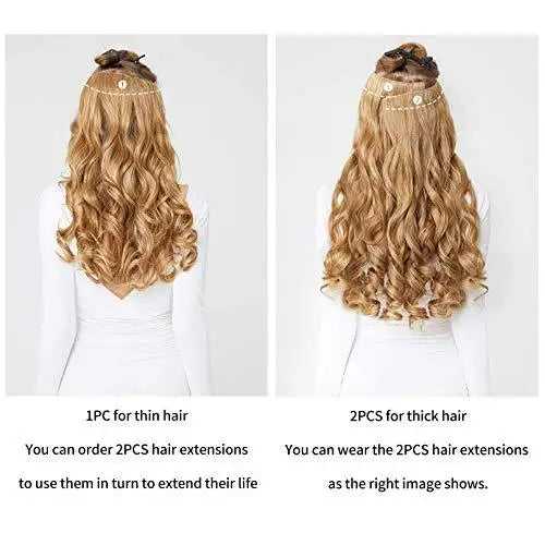 3/4 Curly Wavy Clips in on Synthetic Hair Extensions - Image 38